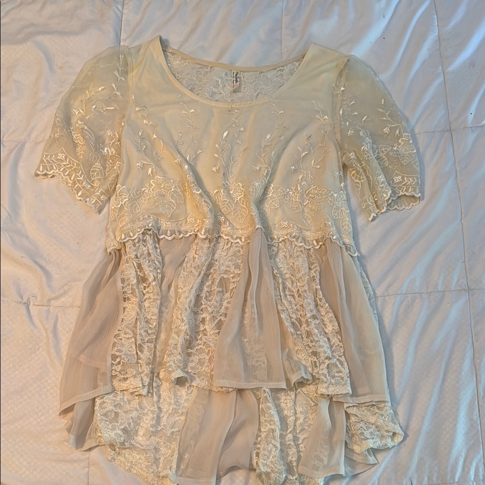 Free People Cream Lace Women's Top